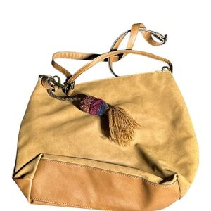 Tan Suede Women's Bag with Tassel
